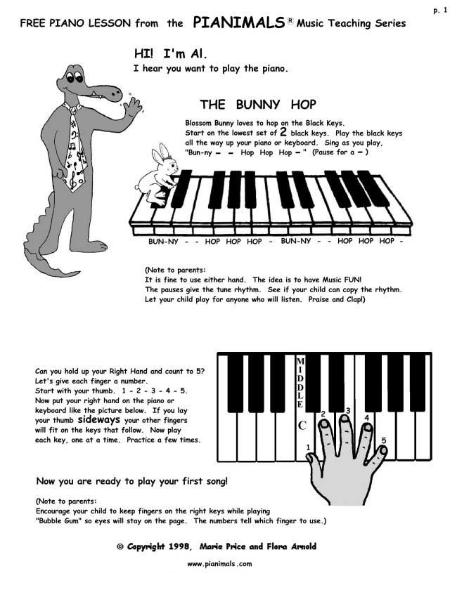 Free Piano Worksheets & Free Sheet Music for Kids | Pianimals